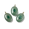Natural Green Aventurine & Cubic Zirconia Pendants G-Z076-01G-04-1