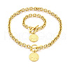 Flat Round with Tree of Life 304 Stainless Steel Pendant Necklaces & Charm Bracelets Sets FS-WG2A73C-04-3
