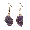Natural Amethyst & 304 Stainless Steel Dangle Earrings for Women EJEW-JE06237-01-1