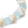 Transparent Glass Round Beads & Natural White Shell & Wood Beads Stretch Bracelets for Men Women BJEW-JB11846-02-4