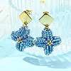 304 Stainless Steel Star Glass Seed Beaded Dangle Stud Earrings EJEW-MZ00332-02-1