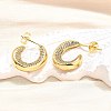 Brass Micro Pave Clear Cubic Zirconia Stud Earrings for Women EJEW-U056-04A-G-3