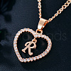 Alloy Crystal Rhinestone Heart with Initial Pendant Necklaces WGD4CFD-18-1