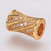 Brass Micro Pave Cubic Zirconia Beads ZIRC-G087-19G-2