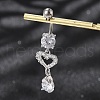Alloy Crystal Rhinestone Dangle Curved Barbell Belly Rings AJEW-R007-04P-01-1