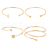 FIBLOOM 4Pcs 4 Styles Iron Three Loops Wire Wrap Bracelet Set BJEW-FI0001-19-1