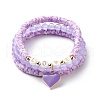 3Pcs 3 Style Natural Dyed Malaysia Jade & Acrylic Word Love Beaded Stretch Bracelets Set with Alloy Enamel Heart Charms BJEW-JB08924-04-1