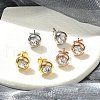 Ion Plating(IP) 304 Stainless Steel Flat Round Stud Earrings EJEW-C099-16C-2