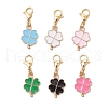 Clover Alloy Enamel Pendant Decorations HJEW-JM03117-2