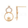 Brass Micro Pave Clear Cubic Zirconia Stud Earring Findings KK-S364-064-3