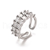 Brass Micro Pave Cubic Zirconia Open Cuff Rings RJEW-R146-10P-1