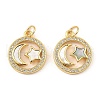 Brass Cubic Zirconia with Shell Pendants KK-K342-16G-1