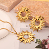 Vintage Stainless Steel Sunflower Stud Earrings & Pendant Necklaces Sets for Women KZ0138-1-2