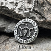 Flat Round with Engraved Twelve Constellation Alloy Pendant Necklace for Women Men WG25F4B-02-1