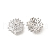 Flower Brass Clear Cubic Zirconia Bead Caps KK-V008-07P-1