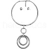 Alloy Ring Pendant Necklace & Oval Stud Earring Sets FS-WG5D92A-02-3