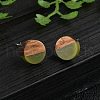 Opaque Resin & Walnut Wood Stud Earrings EJEW-N017-008-B08-1
