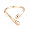 Brass Teardrop Open Cuff Ring for Women X-RJEW-T001-90G-1