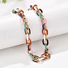 304 Stainless Steel Colorful Enamel Curb Chain Necklaces for Women NJEW-P328-01G-3