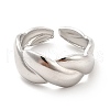 304 Stainless Steel Twist Rope Open Cuff Ring for Women RJEW-F131-17P-2