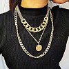 Alloy Disc Pendant 3 Layer Necklaces for Women FS-WGAC560-01-1