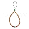 3Pcs 3 Colors Dyed Natural Banded Agate & Green Aventurine & Carnelian & Synthetic Quartz Crystal & Wood Round Beaded Phone Hand Strap Chains HJEW-JM03364-3