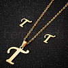 201 Stainless Steel Pendant Necklaces & Stud Earrings Sets WG00841-32-1