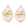 Printed Rack Plating Alloy Enamel Pendants ENAM-T020-04E-1