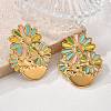 Flower 304 Stainless Steel Stud Earrings EJEW-V016-10G-01-3