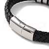 Men's Braided Black PU Leather Cord Bracelets BJEW-K243-23P-3