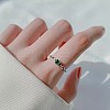 Square Brass Micro Pave Cubic Zirconia Cuff Rings FS-WG71659-01-2