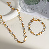 Stainless Steel Teardrop Link Chain Bracelets & Necklaces Sets for Unisex KY6567-1-4
