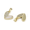 Brass Pave Natural Shell Heart Charms KK-Z078-20G-2