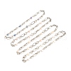 304 Stainless Steel Oval & Ring Link Chains Necklace with Natural Pearl Beaded for Women NJEW-JN03873-2