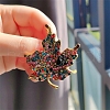 Maple Leaf Alloy Rhinestone Brooches PW-WG48F57-01-4