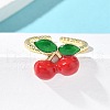 Brass Enamel Adjustable Cuff Rings for Women RJEW-G350-01C-G-3
