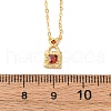 925 Sterling Silver Pave Orange Red Cubic Zirconia Handbag Pendant Necklaces for Women NJEW-D316-01G-5