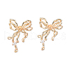 Brass Pave Clear Cubic Zirconia Stud Earring Findings KK-N232-438LG-A-2