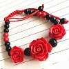 Rose Adjustable Cinnabar Braided Bead Bracelets WG3AA70-05-1