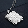 Stainless Steel Rectangle with Cross Pendant Necklace PW-WG74230-01-2