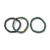 3Pcs 3 Style Natural African Turquoise(Jasper) & Black Agate Round Beaded Stretch Bracelets Set PW23030764297-3