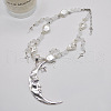Moon Star Alloy & Silver Color Plastic Imitation Pearl Big Pendant Necklaces for Women FS-WG21961-01-1