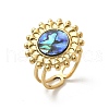 Flat Round 304 Stainless Steel Paua Shell Finger Rings for Women RJEW-G346-08G-01-4