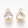 Brass Cubic Zirconia Charms KK-S350-089G-2