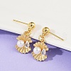 Shell Shape Brass Micro Pave Clear Cubic Zirconia Dangle Stud Earrings EJEW-F895-13G-2