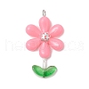 Opaque Acrylic Flower Beads with Iron Bead Caps and 304 Stainless Steel Flat Head Pins and Spray Painted Transparent Glass Beads Pendants PALLOY-JF03617-02-3