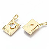 Brass Micro Pave Clear Cubic Zirconia Pendants for Teachers' Day X-ZIRC-S067-217-NF-2