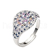 Brass Micro Pave Cubic Zirconia Cuff Rings for Women RJEW-A069-13P-01-4