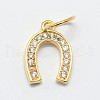 CZ Brass Micro Pave Cubic Zirconia Horse Shoe Charms ZIRC-L018-13-2