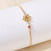 Brass Micro Pave Cubic Zirconia Birthday Flower Link Bracelets BJEW-U031-01G-07-2